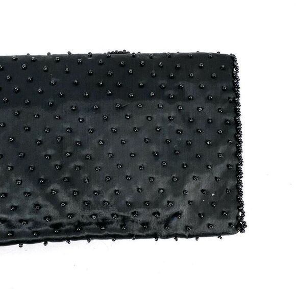 Stunning Vintage Beaded Black Clutch Bag Prom Wedding Ball Made in Hong Kong - Picture 7 of 13
